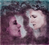 Embracing the Unconscious by Frantisek Strouhal: two faces meeting in profile, plum and teal washes, the whole oil print