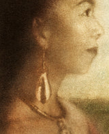 A close view of the middle of the same print, where the separate marks of the inks and the weave of the canvas can be seen.