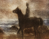 A close view of the lower right of the same print, where the separate marks of the inks and the weave of the canvas can be seen.