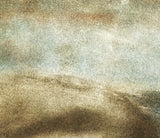 A close view of the middle of the same print, where the separate marks of the inks and the weave of the canvas can be seen.