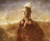 A close view of the upper left of the same print, where the separate marks of the inks and the weave of the canvas can be seen.