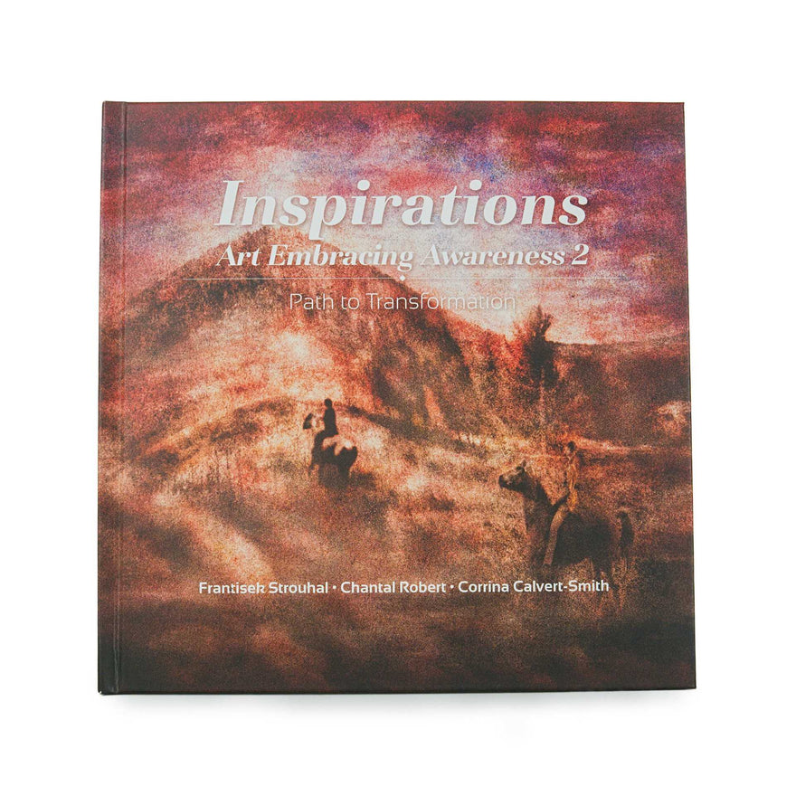 Inspirations: Art Embracing Awareness 2 ~ Path to Transformation: two riders on a red hillside, book cover